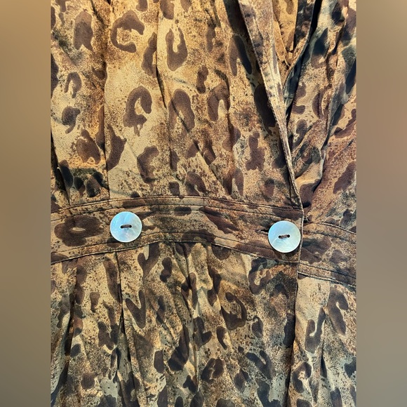 Vintage Robbie Bee Petite Cheetah print silk dress - size 8 - Picture 4 of 5